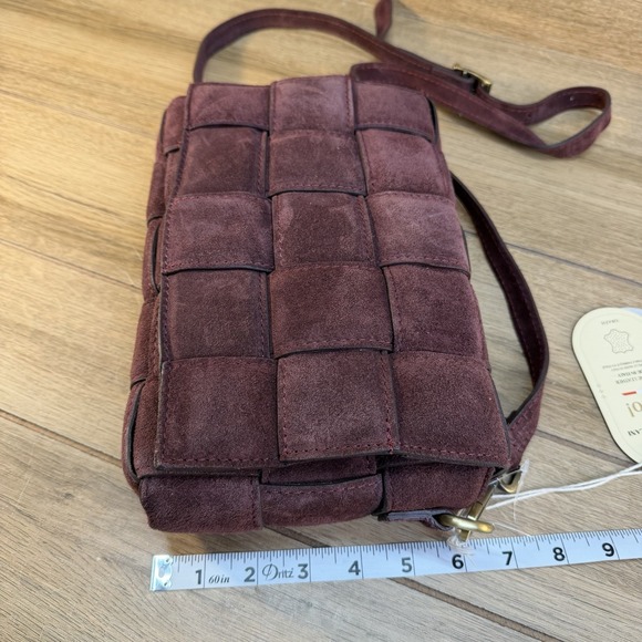 Purple Genuine Suede Leather Crossbody Bag - Made In Italy - Picture 9 of 10